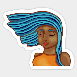 Woman in Orange Sticker